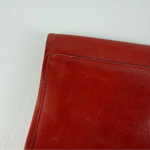 Vintage Coach Red Leather Envelope Clutch / Wallet — Bold Color Statement Piece - Picture 5 of 16